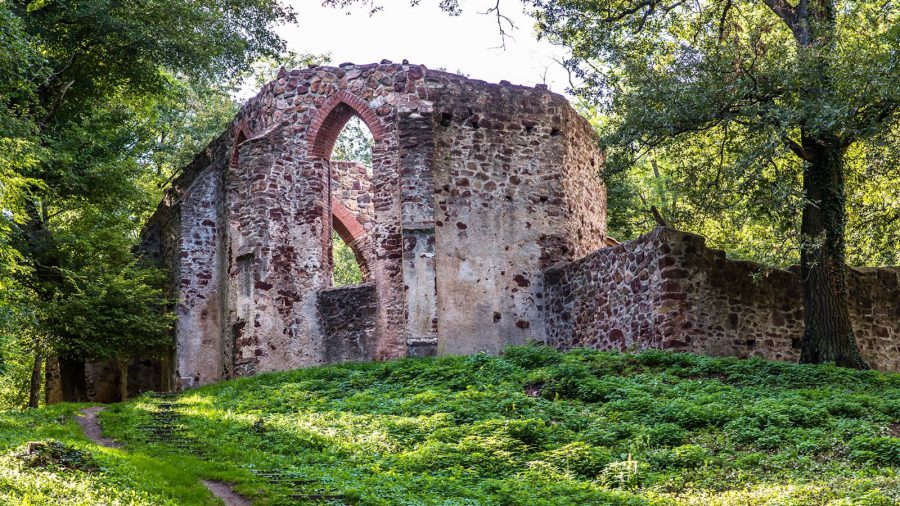 A fák között rejtőző salföldi pálos kolostor a Balaton-felvidéken